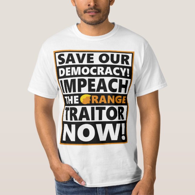 Camiseta Impeque o Trump Traidor Laranja (Frente)