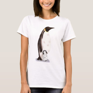 Camiseta Imperador Simples Pinguim e Bebê Ilustrado