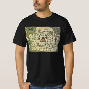 Camiseta Império Asteca de Montezuma, mapa mundial antigo,