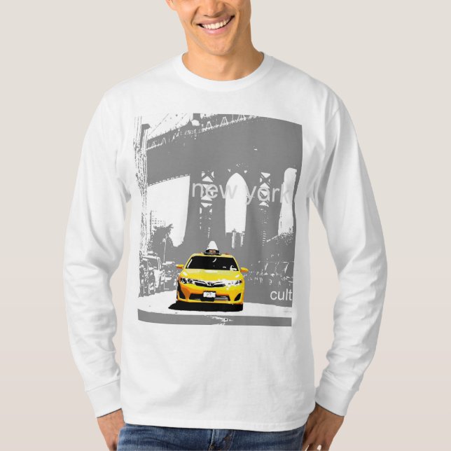 Camiseta Imposto Amarelo Brooklyn Nyc Nova Iorque Mens (Frente)