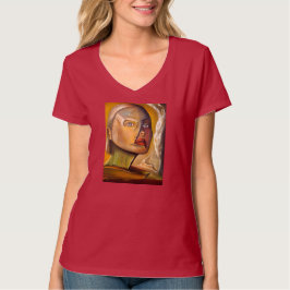 Camiseta impressa com decote em V