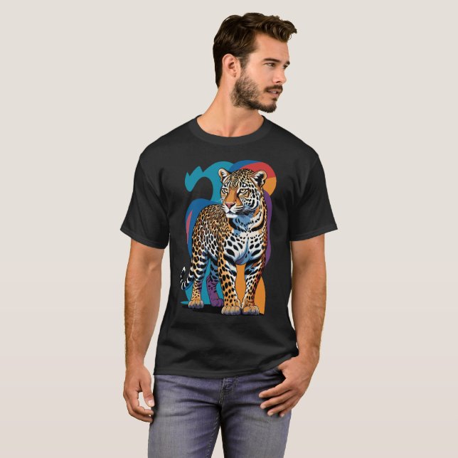 Camiseta Impressa com Estampa de Leopardo Feroz |  (Frente Completa)