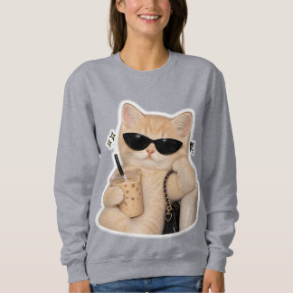 Camiseta impressa com gato para mulheres