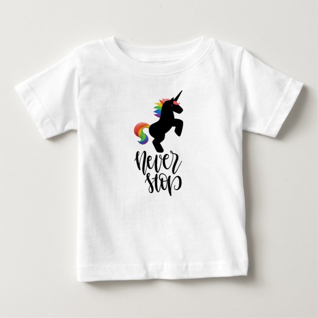 Camiseta impressa de cavalo Nunca parar (Frente)