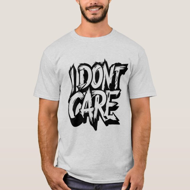 Camiseta impressa 'Eu não me importo' (Frente)