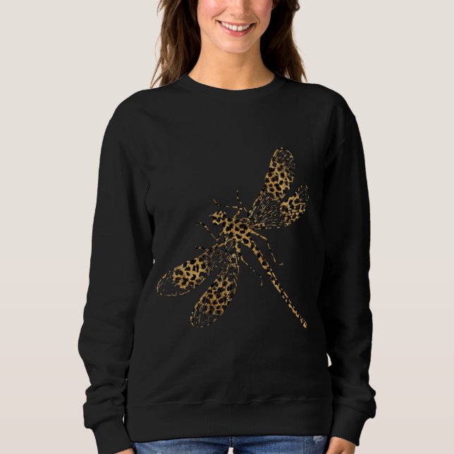 Camiseta impressa Leopard Dragonfly para mulheres  (Frente)
