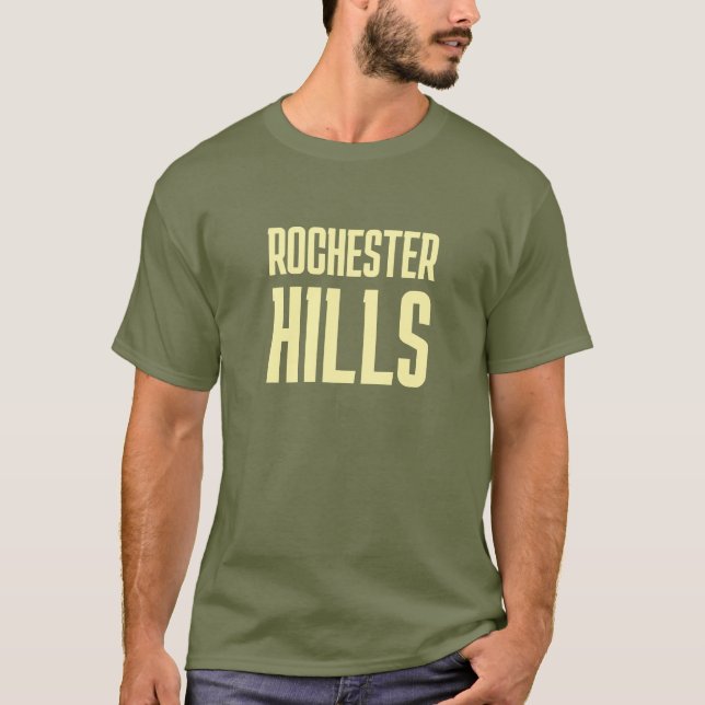 Camiseta Impressa Rochester Hills Michigan (Frente)