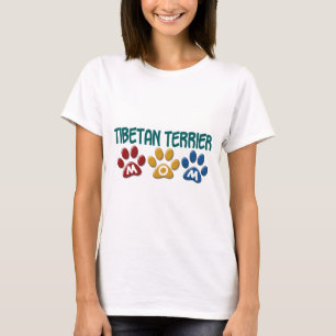 Camiseta Impressão 1 da pata da mamã de TERRIER TIBETANO