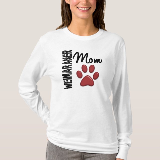 Camiseta Impressão 2 da pata da mamã de Weimaraner (Frente)