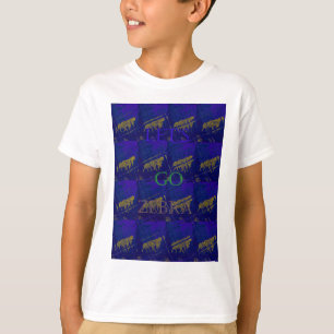Camiseta Impressão Abstrato "Vamos Ir Zebra" azul francês