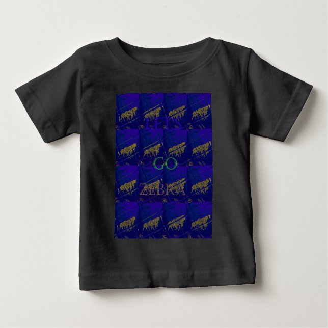 Camiseta Impressão Abstrato "Vamos Ir Zebra" azul francês (Frente)