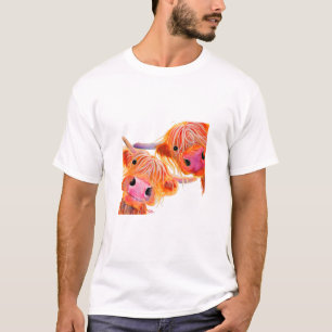 Camiseta Impressão 'Ângulo' de Impressão de Vaca Highlan