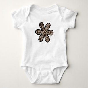 Camiseta Impressão animal, leopardo manchado, flor - Brown