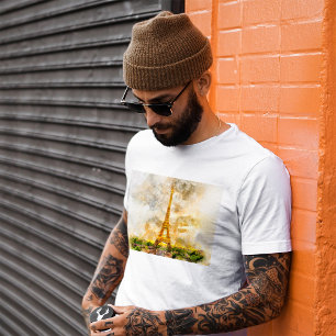 Camiseta Impressão artística de aquarela do pôr do sol da T