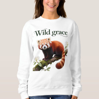 Camiseta Impressão artística de Panda Vermelho com Flores d