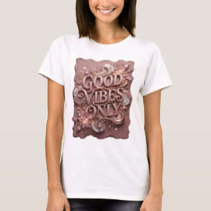 Camiseta Impressão Artística GOLD GOOD VIBES ONLY