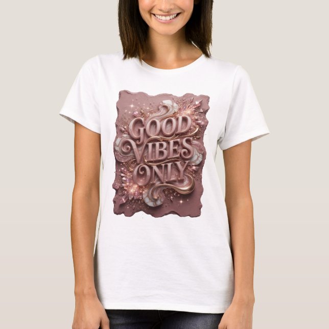 Camiseta Impressão Artística GOLD GOOD VIBES ONLY (Frente)