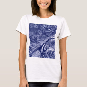 Camiseta Impressão azul da natureza do vintage dos besouro