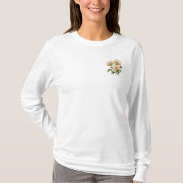 Camiseta Impressão botânica vintage com uma flor silvestre