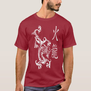 Camiseta Impressão branco do dragão