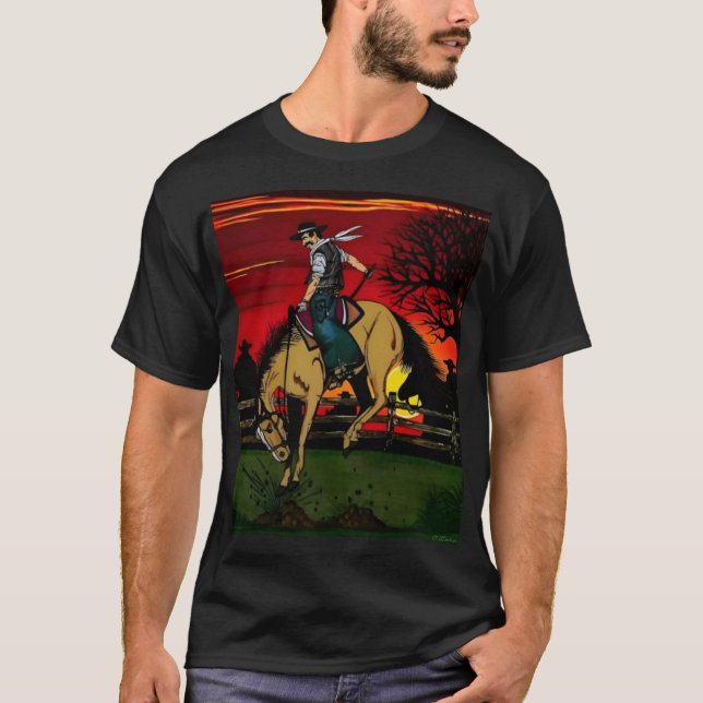 Camiseta Impressão colorida de "Os Cowboys". (Frente)