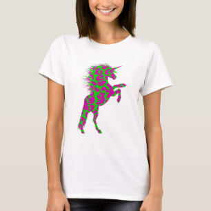 Camiseta Impressão Colorida Neon Leopard Unicórnio