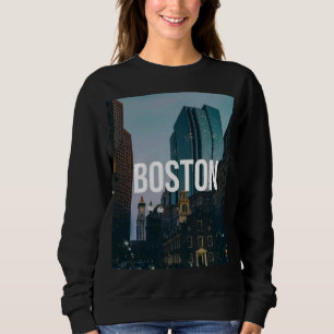 Camiseta Impressão da Paisagem Urbana de Boston Antiga - Ar