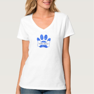 Camiseta Impressão Da Pata De Cães E Caracterização Da Cana