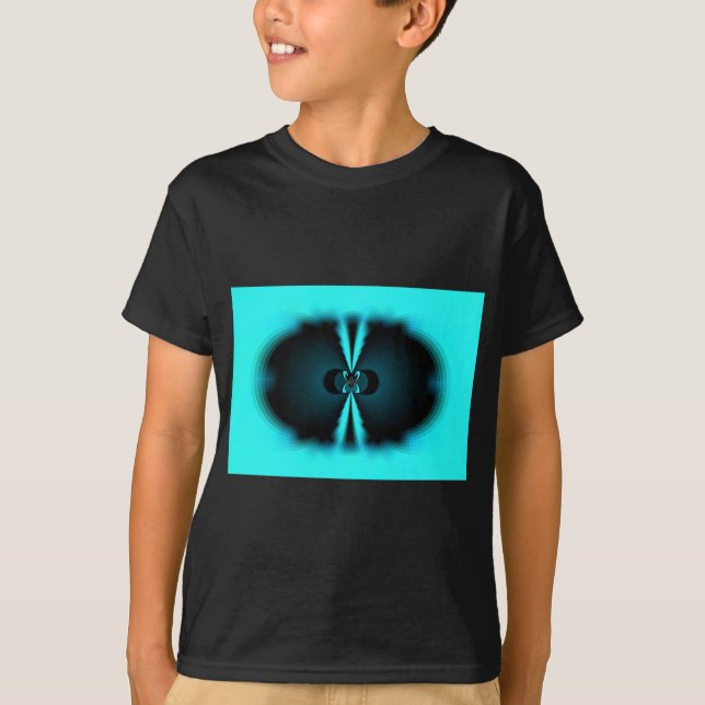 Camiseta Impressão de Abstrato de ciano e preto (Frente)