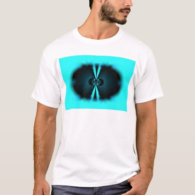 Camiseta Impressão de Abstrato de ciano e preto (Frente)