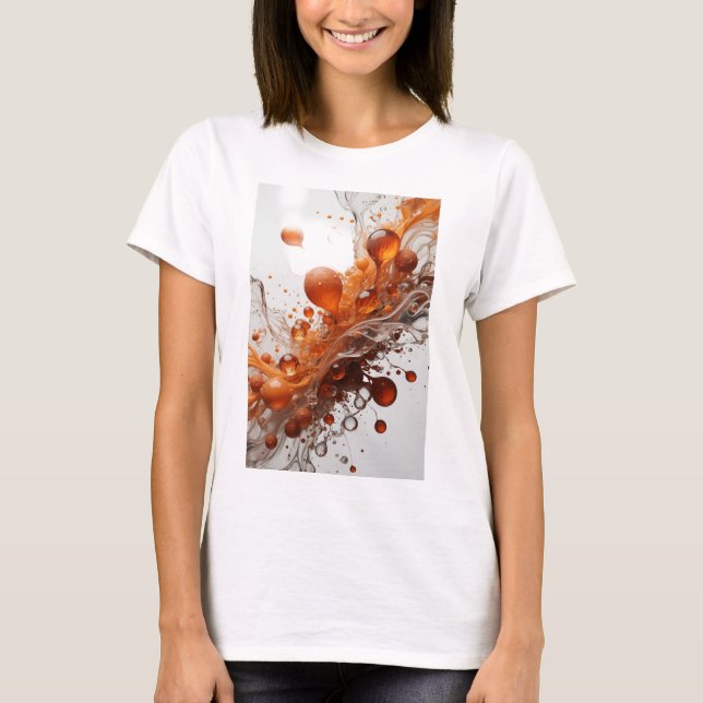 Camiseta Impressão de arte abstrata laranja clássica (Frente)