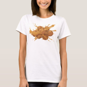 Camiseta Impressão de Arte Abstrata Laranja Retro