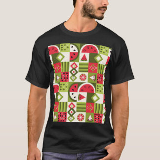 Camiseta Impressão de Arte de Elementos de Melancia Decorat