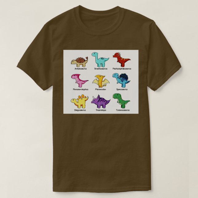 Camiseta Impressão de Arte de Gráfico Dinossauro (Frente do Design)
