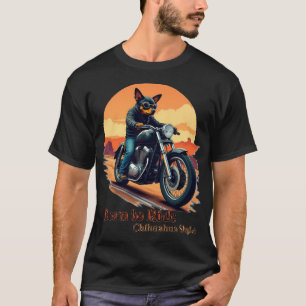 Camiseta Impressão de Arte de Moto Chihuahua Born to Ride