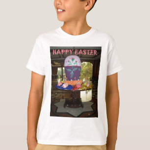 Camiseta Impressão de Arte de Ovo de Páscoa Decorado