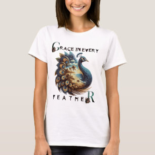 Camiseta Impressão de Arte de Peacock, Paisagem Tropical