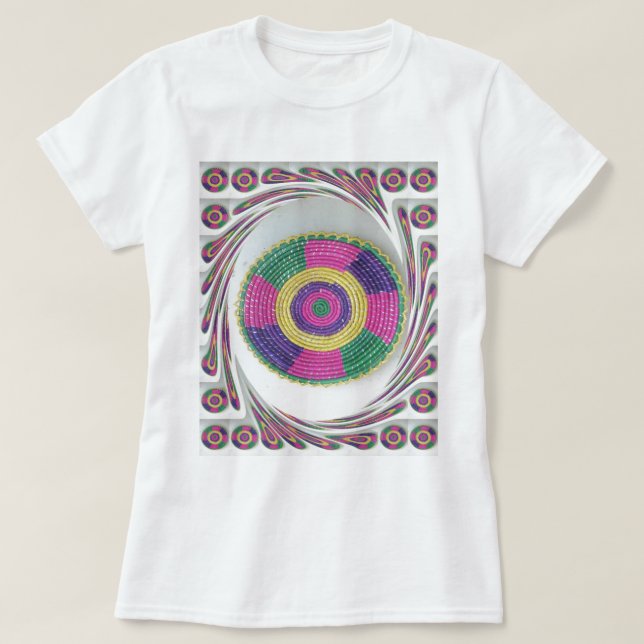 Camiseta Impressão de Arte de Queimaduras Tecidas (Frente do Design)
