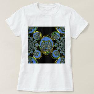 Camiseta Impressão de Arte do Caleidoscópio Azul e Amarelo