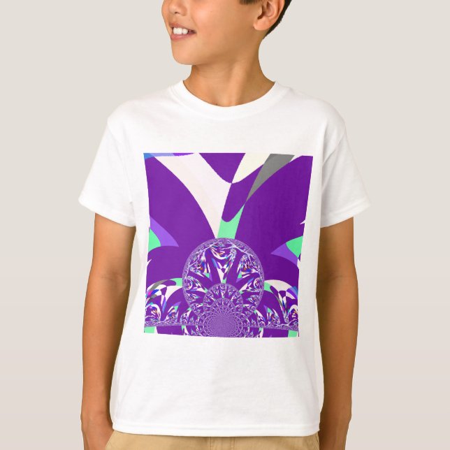 Camiseta Impressão de Arte do Caleidoscópio Ciano Azul Retr (Frente)