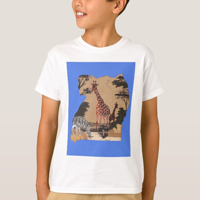 Camiseta Impressão de Arte do Mapa da Vida Selvagem de Ugan (Frente)