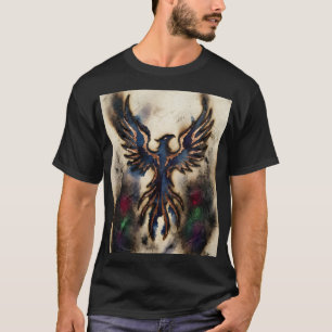 Camiseta Impressão de Arte Fantasia Fogo Escuro Fenix Ascen