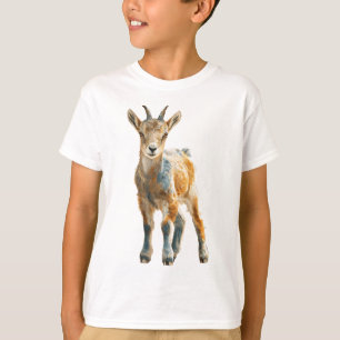 Camiseta Impressão de Arte Fina de Cabrito Radioso com Chif