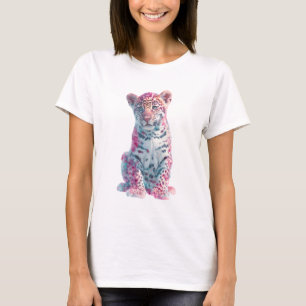 Camiseta Impressão de Arte Fina do Filhote de Leopardo Espe