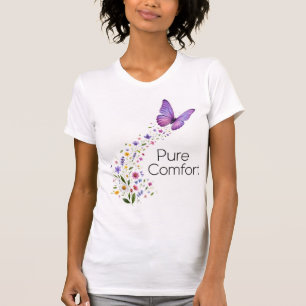 Camiseta Impressão de Arte Floral Borboleta Conforto Puro V