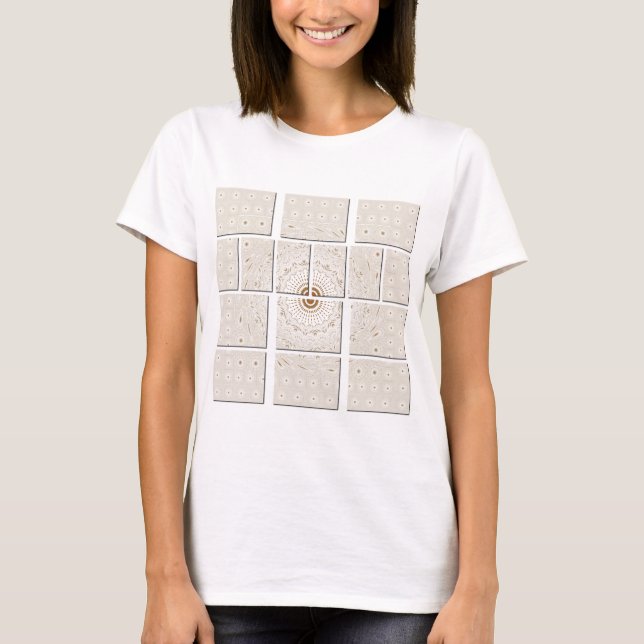 Camiseta Impressão de Arte Mosaica do Motif Africano Tradic (Frente)