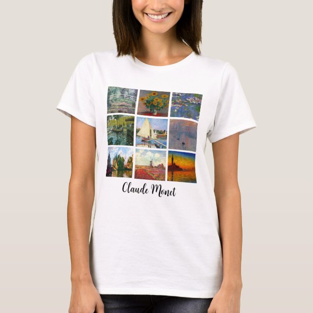 Camiseta Impressão de Arte Personalizada Collage de Monet M (Frente)