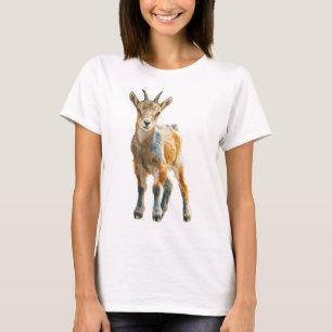 Camiseta Impressão de Arte Refinada de Cabrito com Chifres 