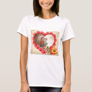 Camiseta Impressão de Arte Romântica do Coração do Amor