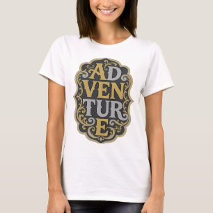 Camiseta Impressão de Aventura em Ouro Moderno